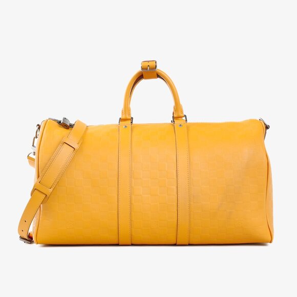 Louis Vuitton Keepall Bandouliere 45 in Damier Infiniti Safran Yellow Leather - Picture 1 of 16